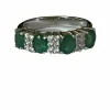 Bague Jonc Or Gris Emeraudes Diamants