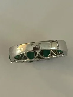 Bague Jonc Or Gris Emeraudes Diamants
