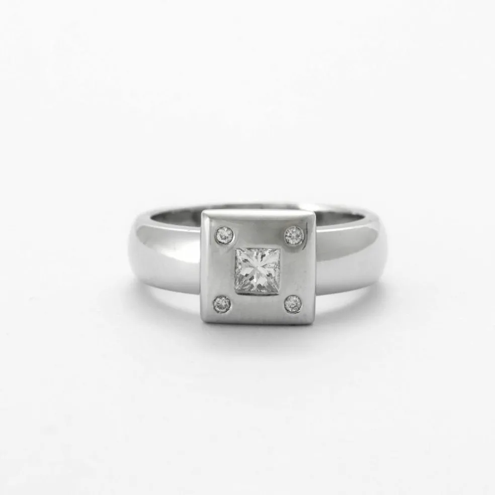 Bague Jonc Or Gris et Diamants