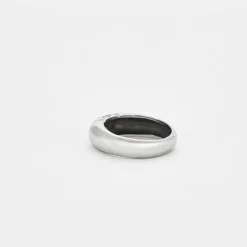 Bague jonc or gris et diamants