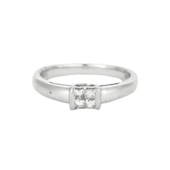 Bague jonc or gris pavage diamants