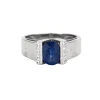 Bague jonc or gris saphir et diamants