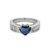 Bague jonc or gris, saphir et diamants