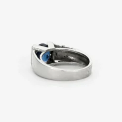 Bague jonc or gris saphir et diamants