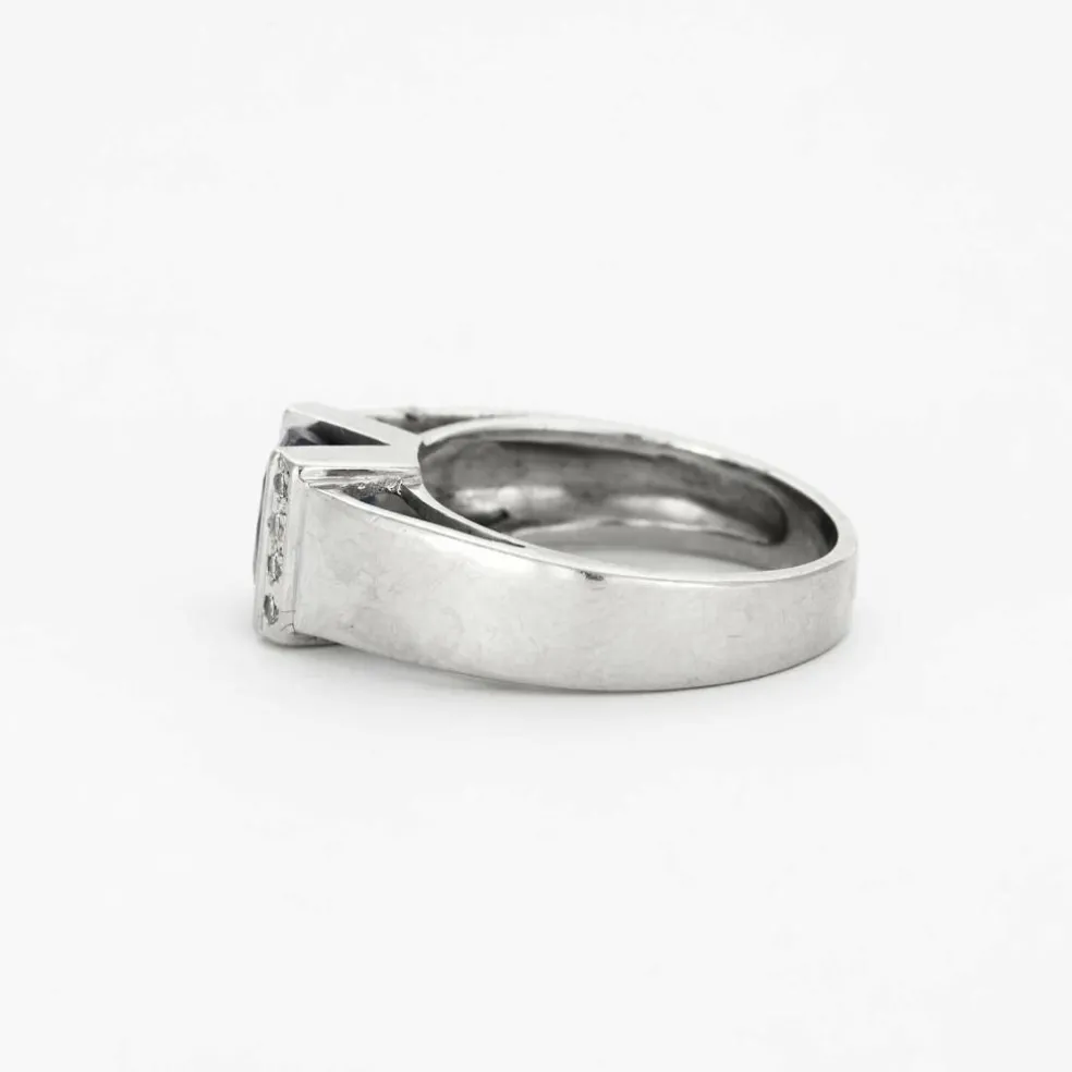 Bague jonc or gris saphir et diamants