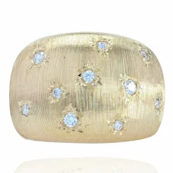 Bague jonc or jaune diamants satinée