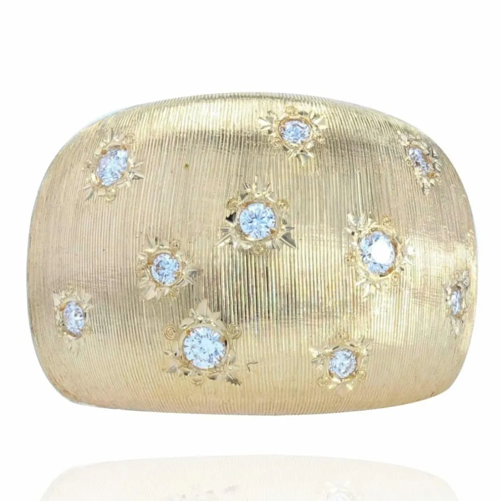 Bague jonc or jaune diamants satinée