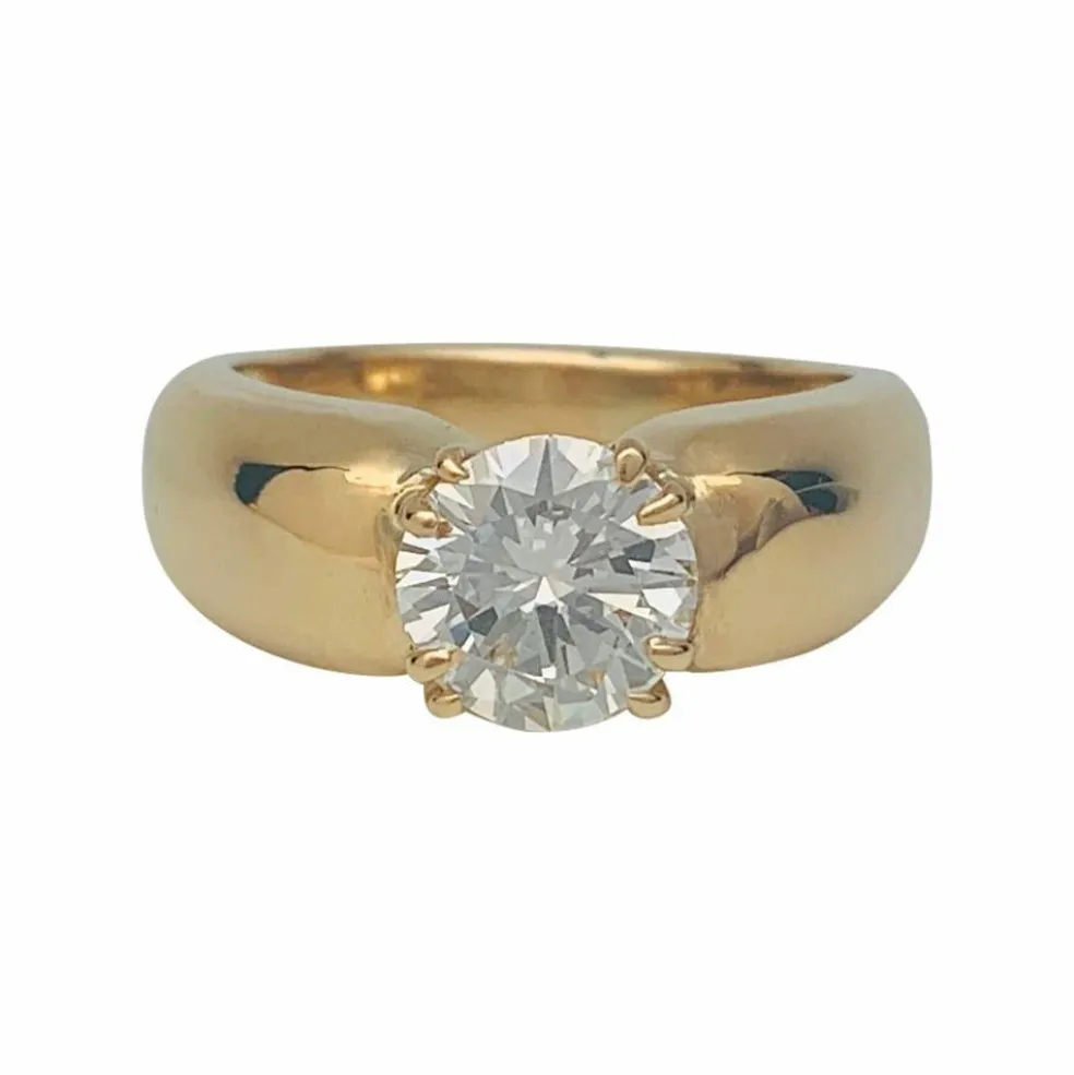 Bague jonc or jaune, diamant.