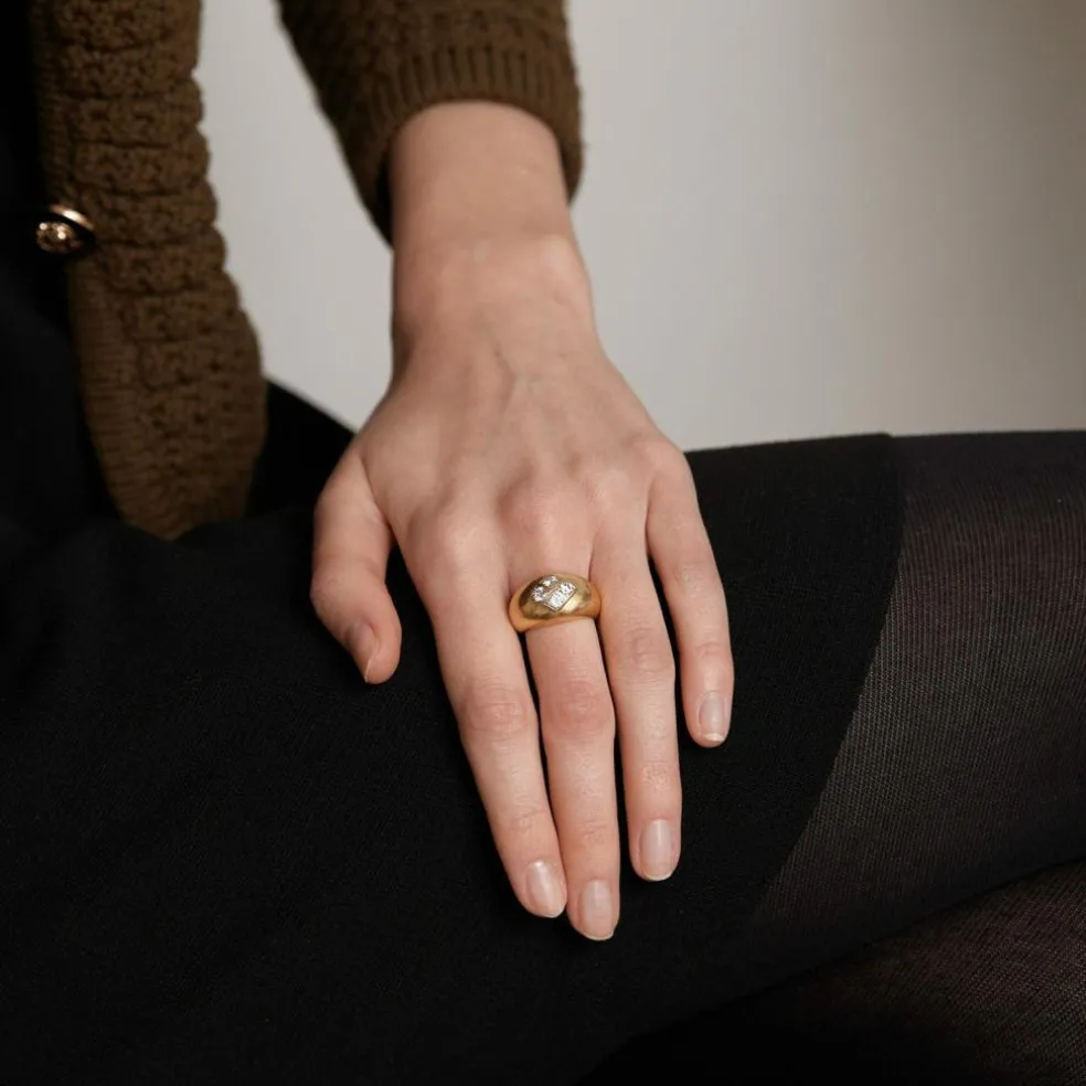 Bague Jonc Or Jaune Diamants