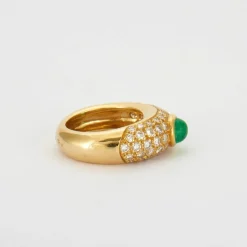 Bague jonc, or jaune, diamants