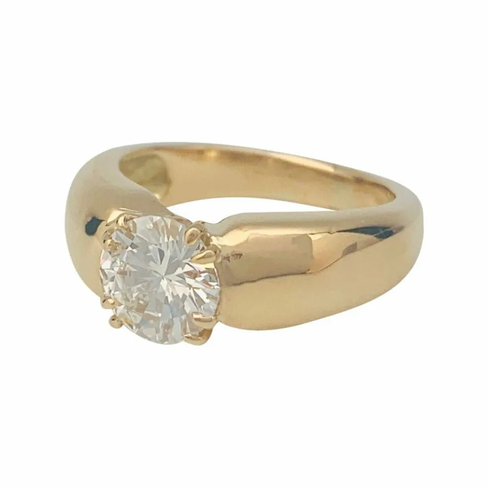 Bague jonc or jaune, diamant.
