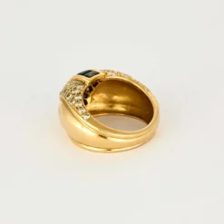 Bague Jonc, or jaune, diamants, émeraude, saphirs