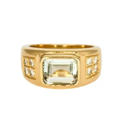 Bague jonc or jaune et aigue-marine