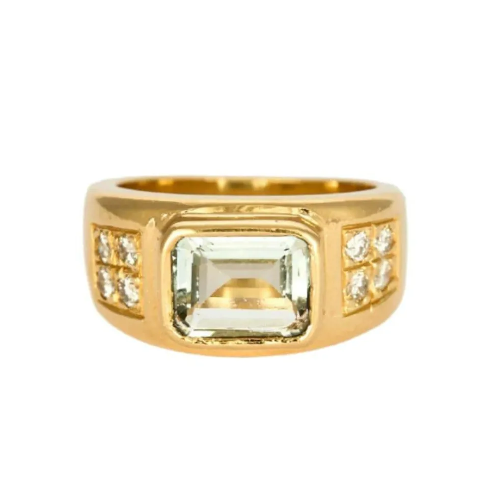 Bague jonc or jaune et aigue-marine