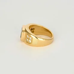 Bague jonc or jaune et aigue-marine