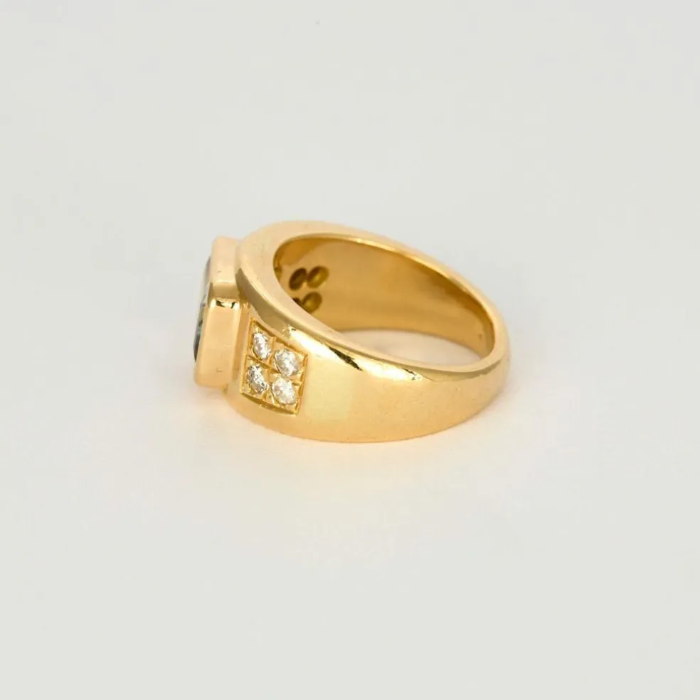 Bague jonc or jaune et aigue-marine