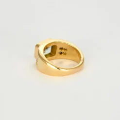 Bague jonc or jaune et aigue-marine