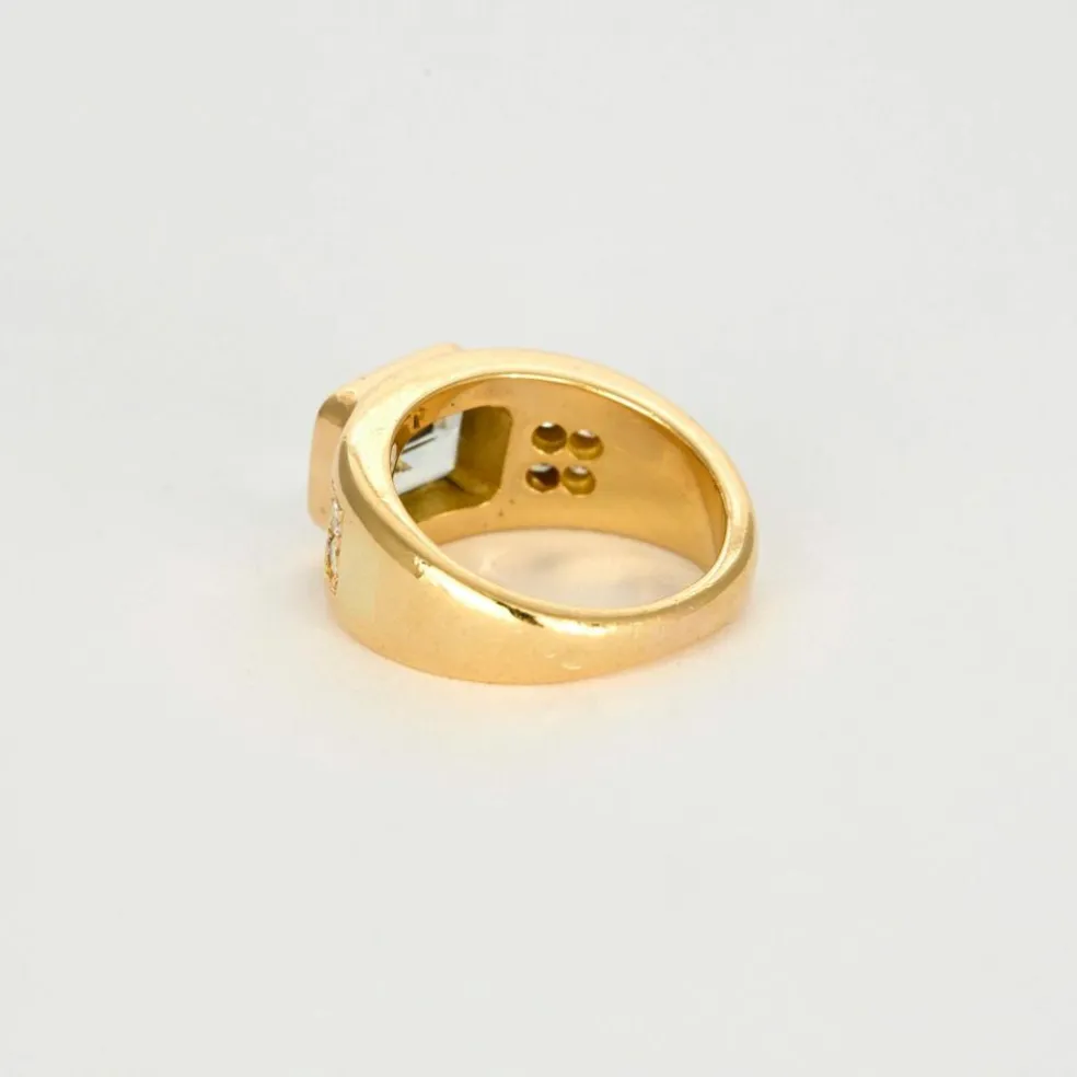 Bague jonc or jaune et aigue-marine
