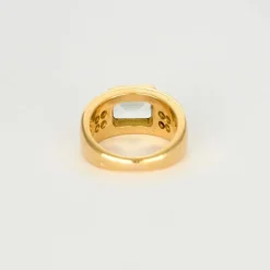 Bague jonc or jaune et aigue-marine