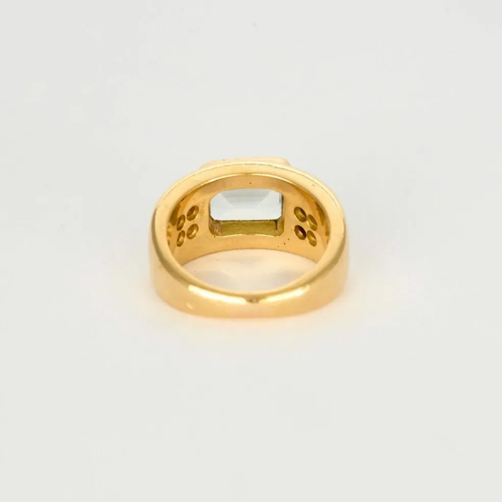 Bague jonc or jaune et aigue-marine
