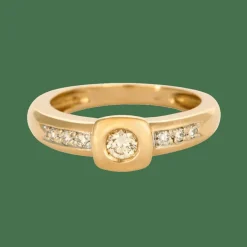 Bague jonc or jaune et diamants