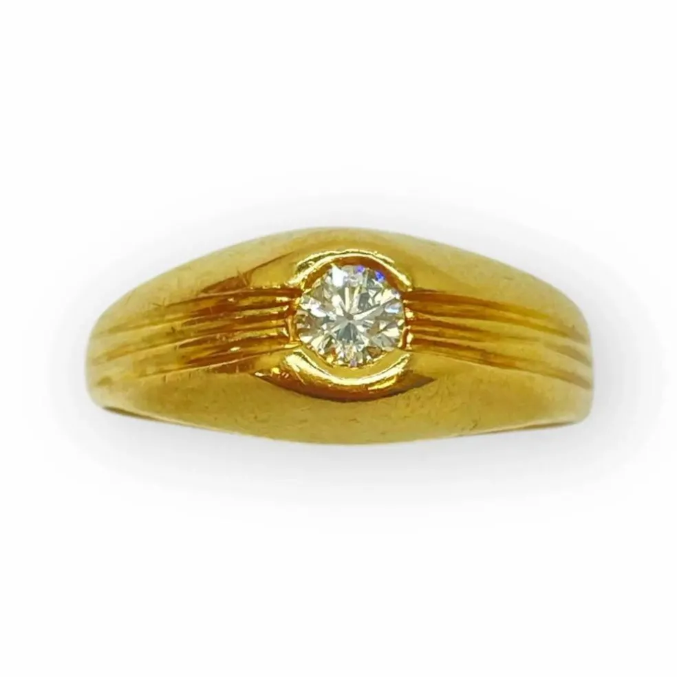 Bague jonc or jaune et diamant