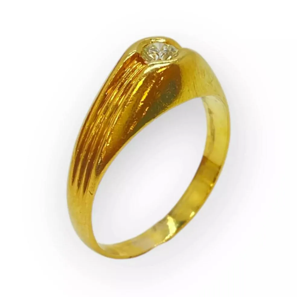 Bague jonc or jaune et diamant