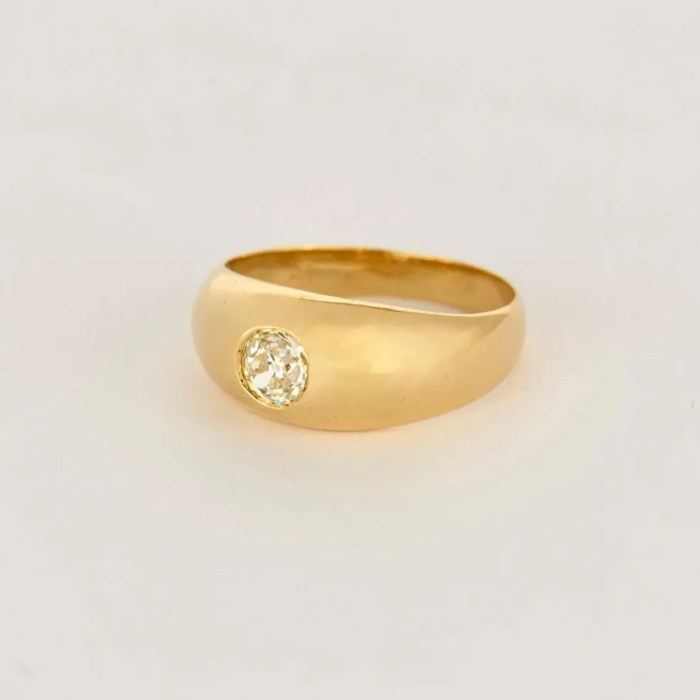 Bague jonc or jaune et diamant