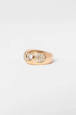 Bague Jonc or jaune et diamants