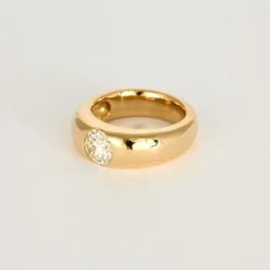 Bague jonc or jaune et diamant