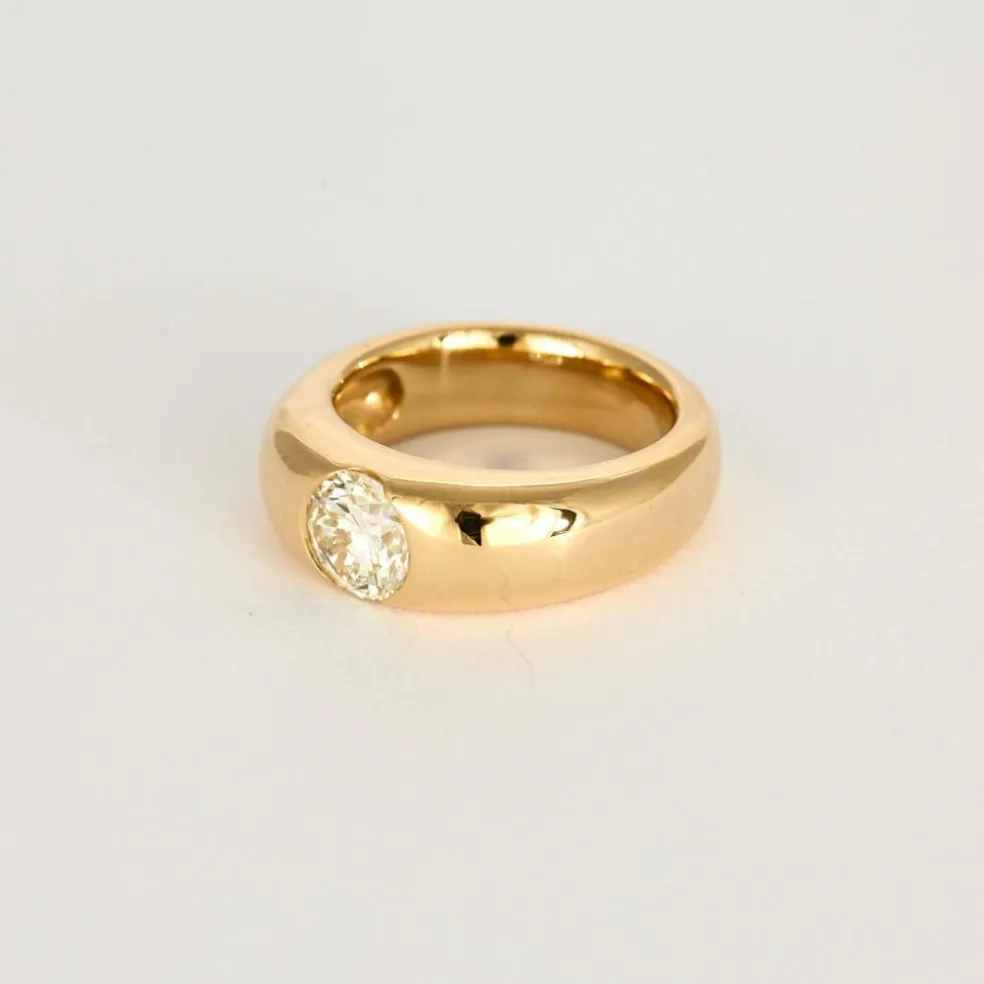 Bague jonc or jaune et diamant