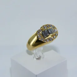 Bague jonc or jaune et diamants