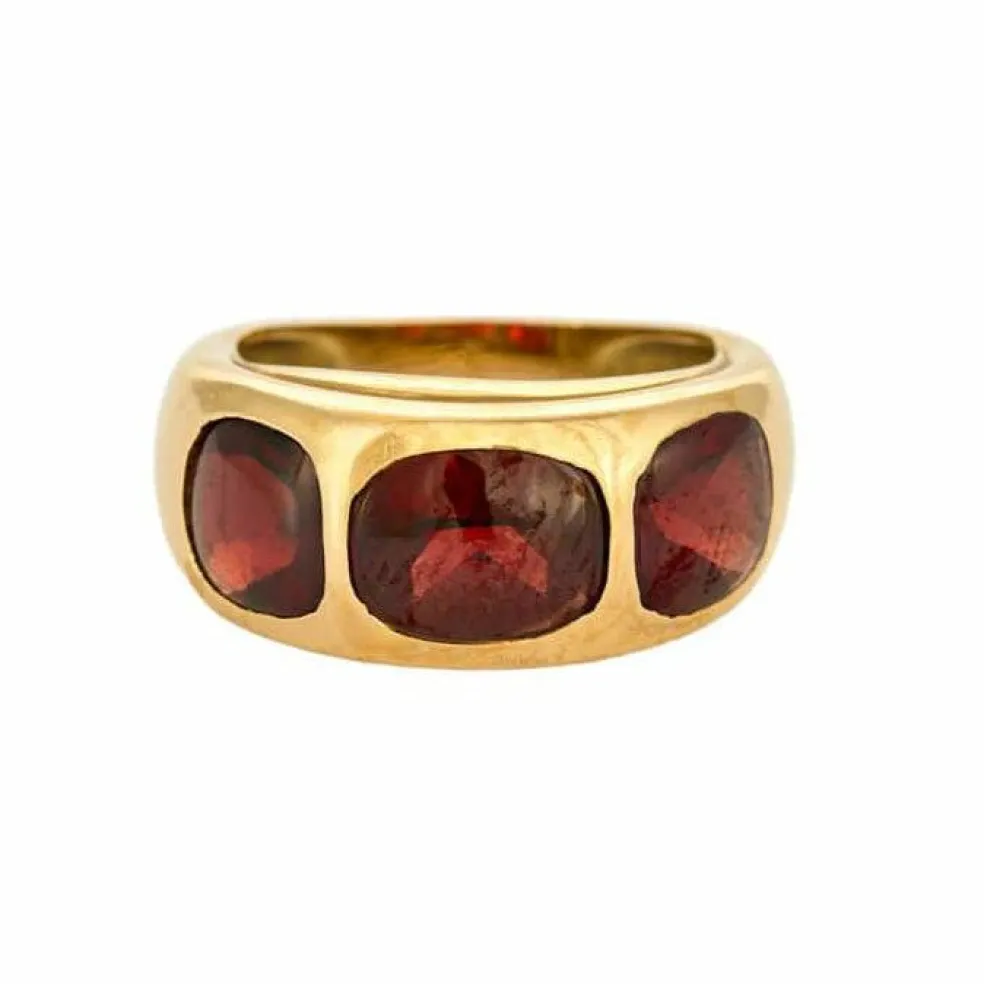 Bague jonc or jaune et grenat almandin