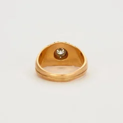 Bague jonc or jaune et gris diamant