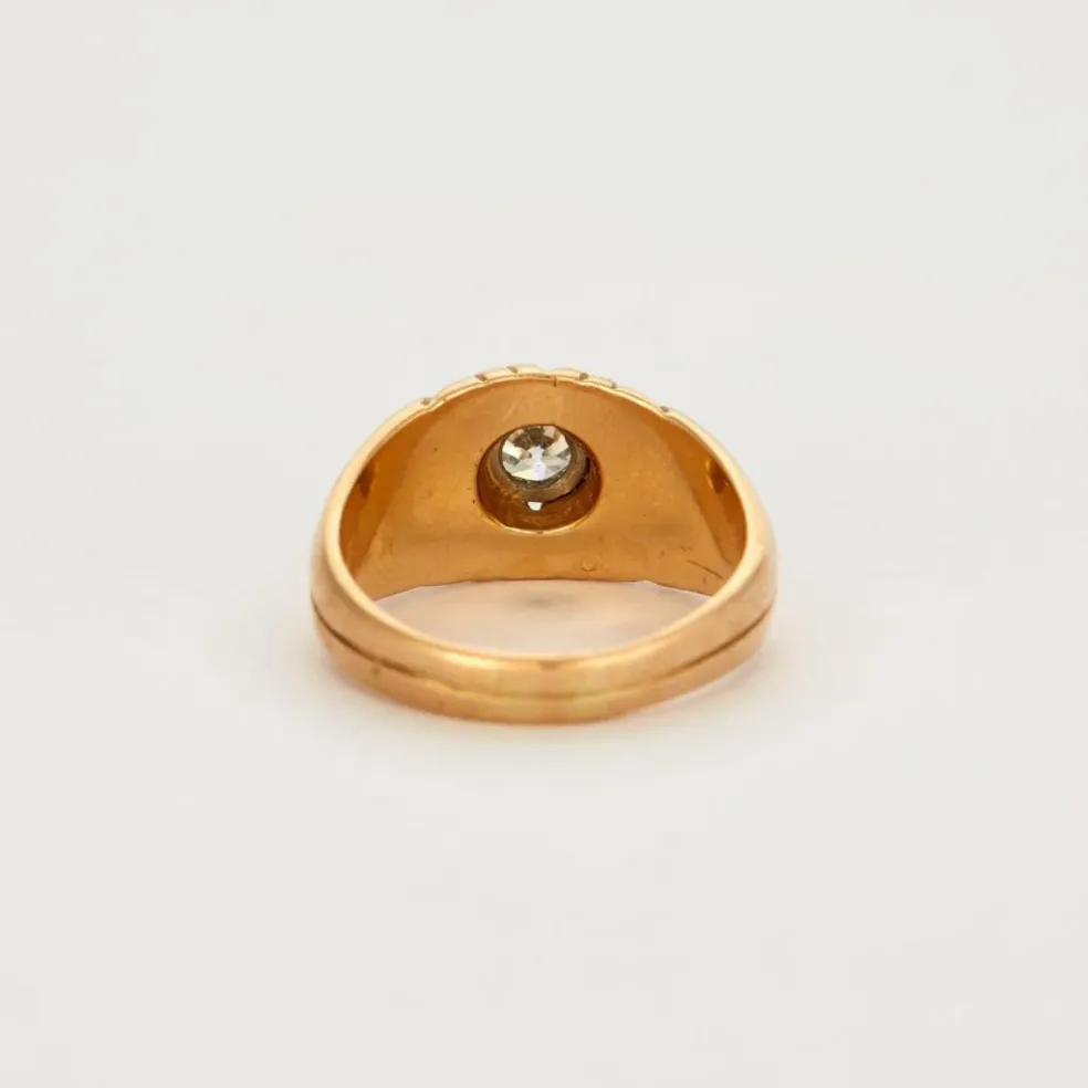 Bague jonc or jaune et gris diamant
