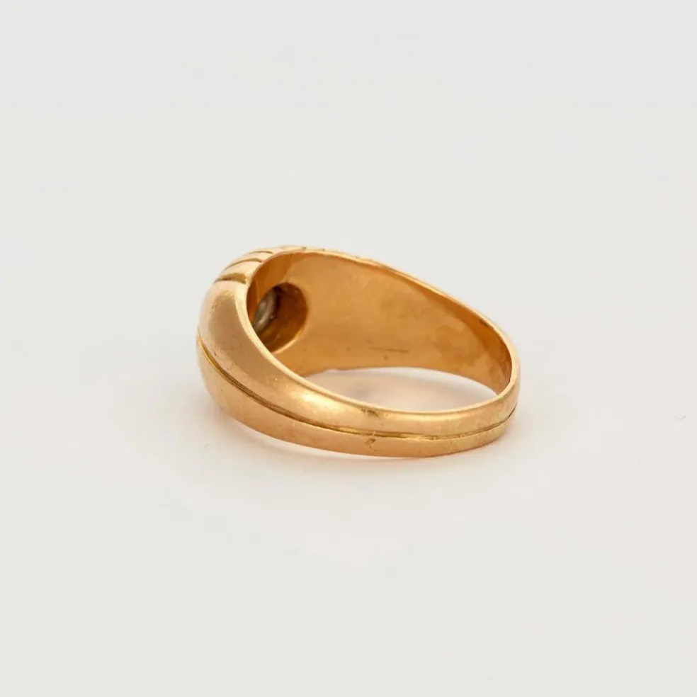 Bague jonc or jaune et gris diamant