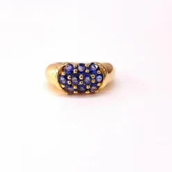 Bague jonc or jaune et saphirs
