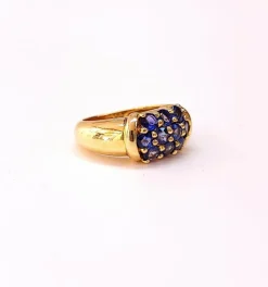 Bague jonc or jaune et saphirs