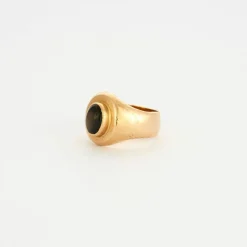 Bague jonc or jaune œil de tigre