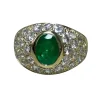 Bague jonc or jaune émeraudes diamants