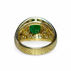 Bague jonc or jaune émeraudes diamants