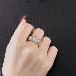 Bague Jonc Or Jaune Pavage Diamants