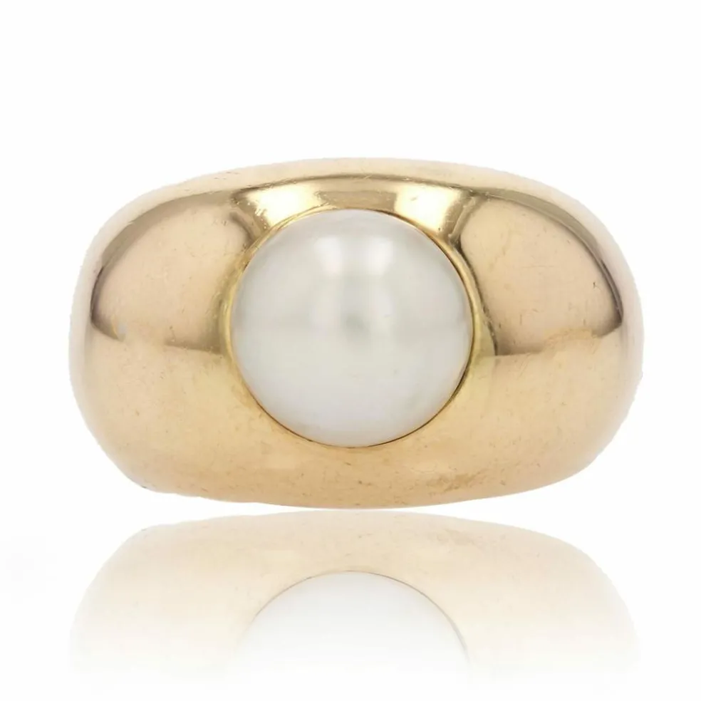 Bague jonc or jaune perle bouton