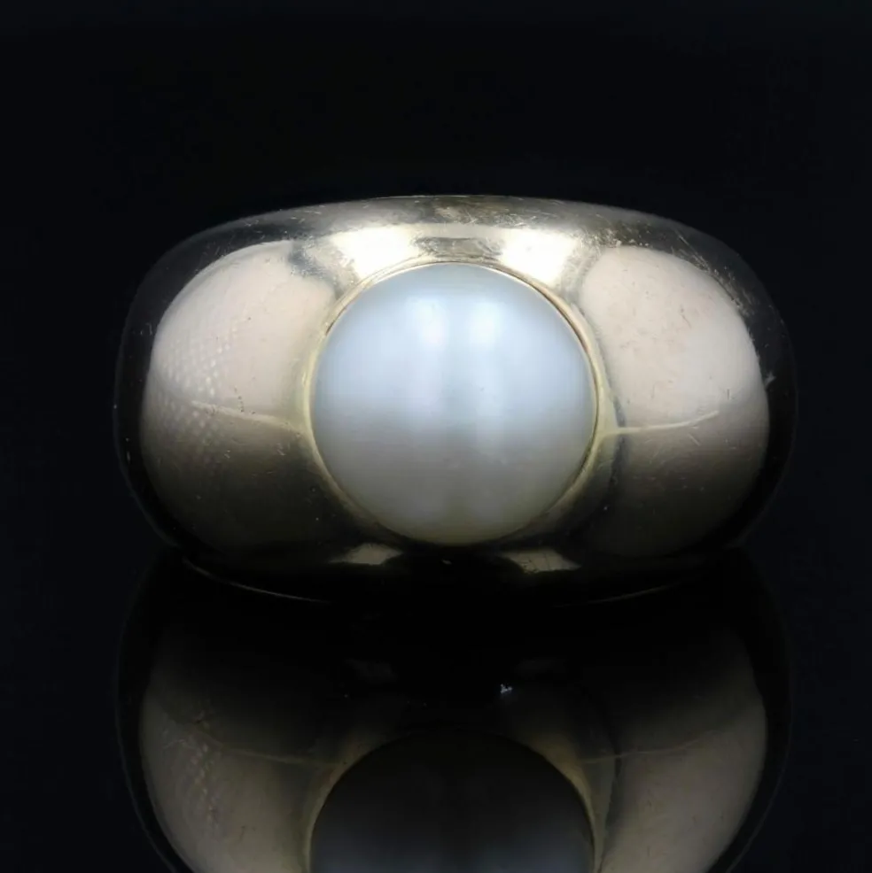 Bague jonc or jaune perle bouton
