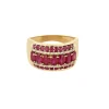 Bague jonc or jaune, rubis et diamants