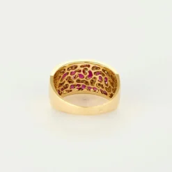 Bague jonc or jaune, rubis et diamants