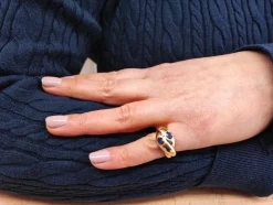 Bague jonc or jaune saphir toi et moi