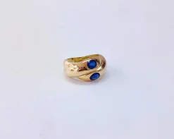 Bague jonc or jaune saphir toi et moi