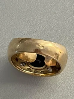 Bague Jonc Or Jaune Saphir Diamants