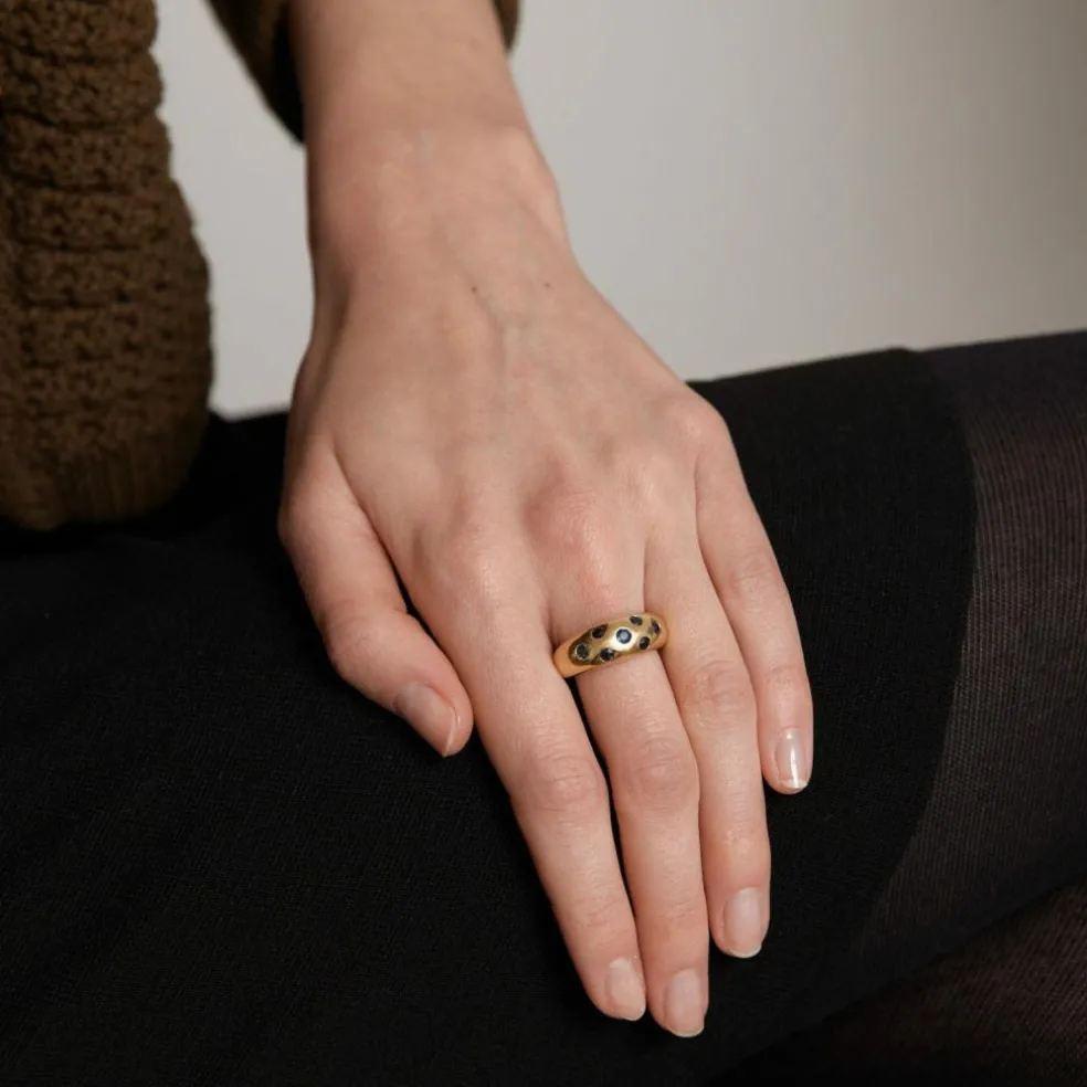Bague Jonc Or Jaune Saphirs
